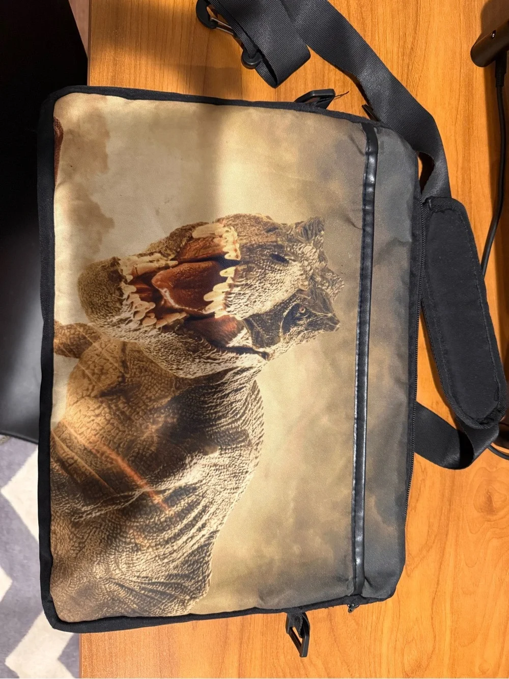 Black and Tan Dinosaur Print laptop Bag